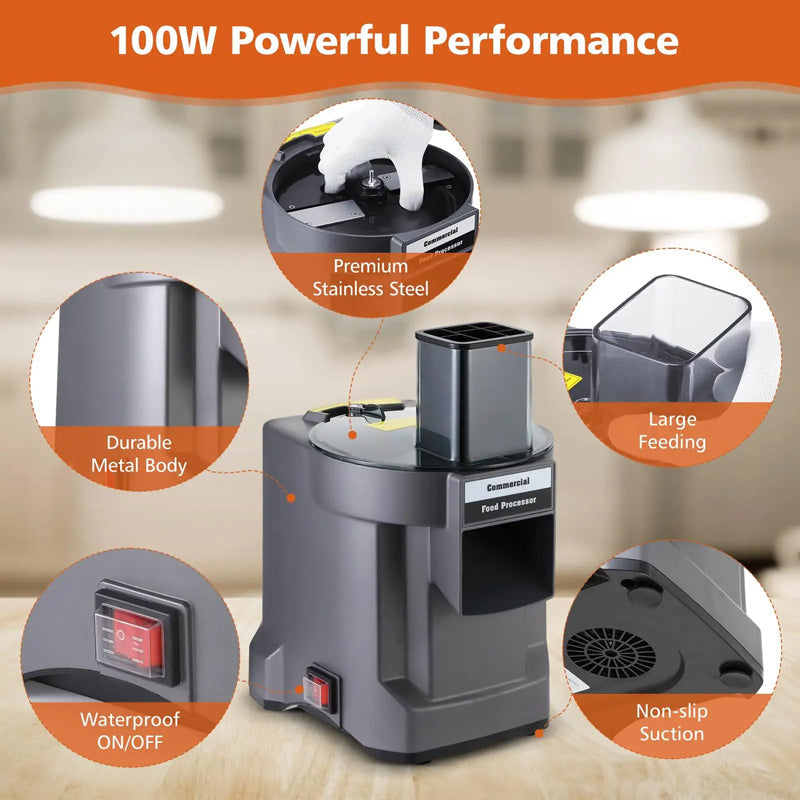 4 in 1 Commercial Vegetable Dicer Chopper, Electric Potato Cutter Automatic Onion Slicer& Shredder with 4 Blades