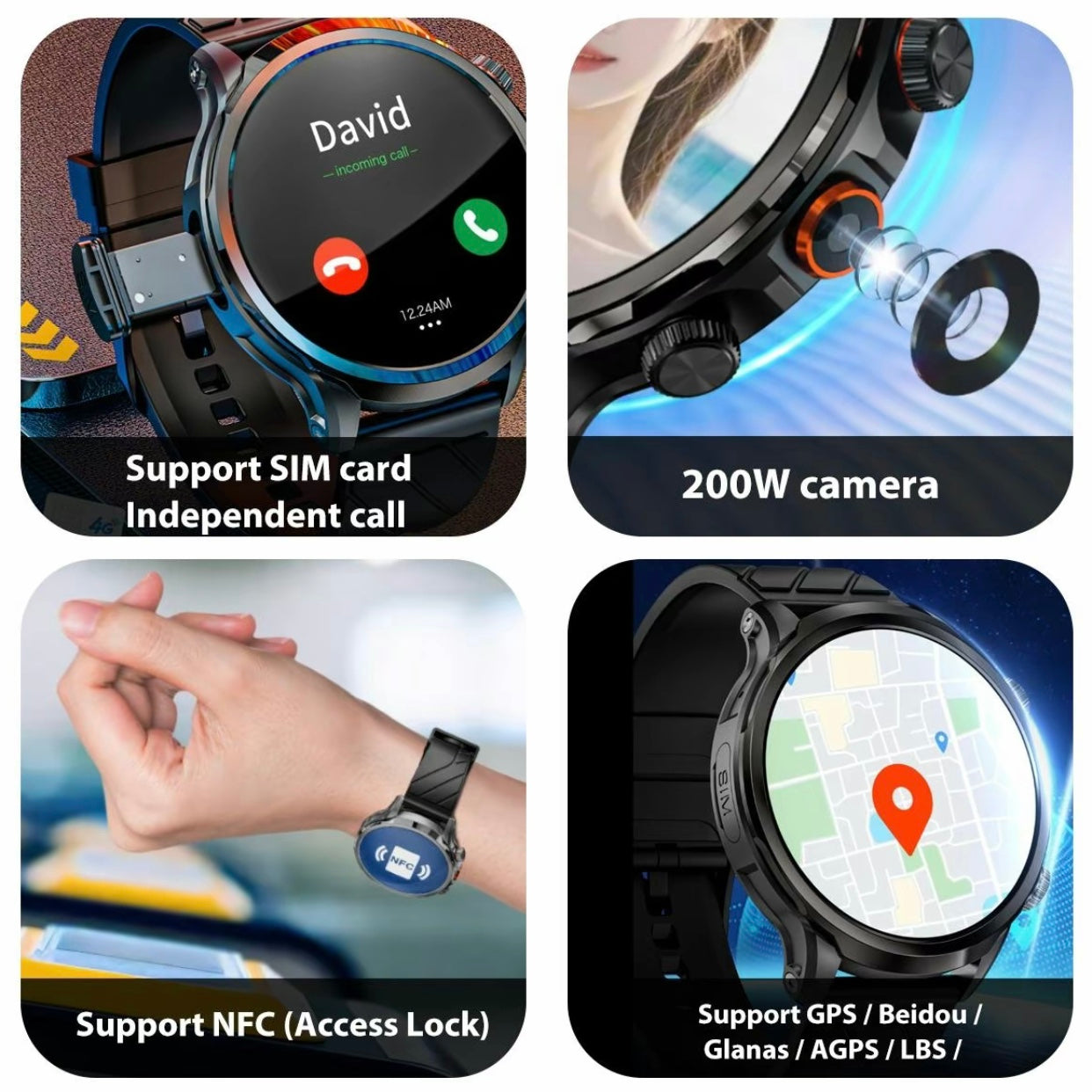 LOKMAT Multifunctional Smart WatchFashionable Digital Watch with 200w Camera,Smart Watch with Multiple Sports Modes for Men & Women