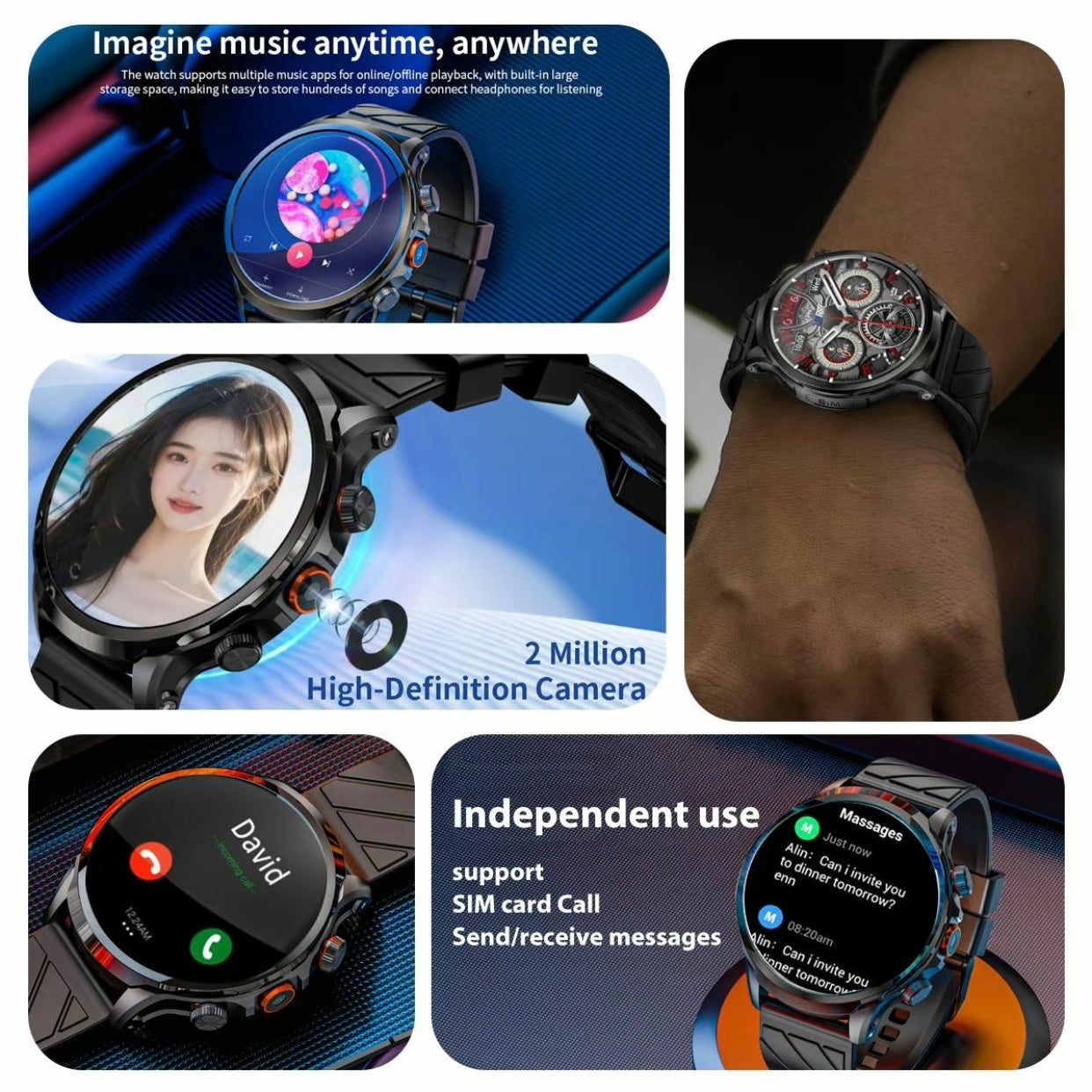 LOKMAT Multifunctional Smart WatchFashionable Digital Watch with 200w Camera,Smart Watch with Multiple Sports Modes for Men & Women