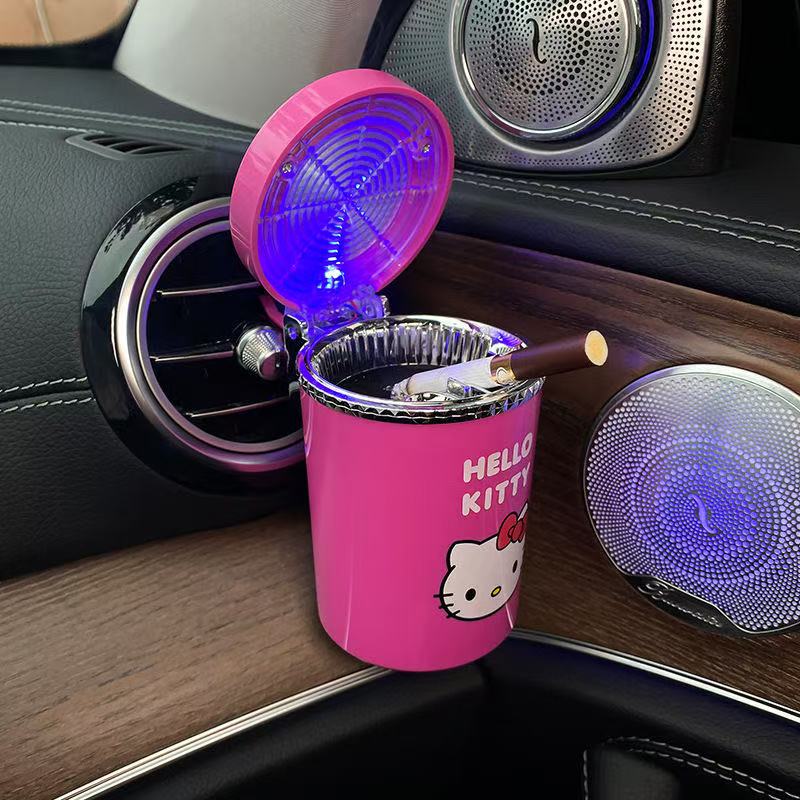 Portable car ashtray with lighted led