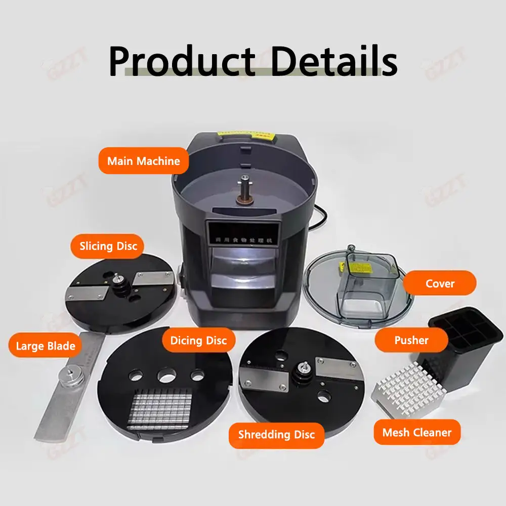 4 in 1 Commercial Vegetable Dicer Chopper, Electric Potato Cutter Automatic Onion Slicer& Shredder with 4 Blades