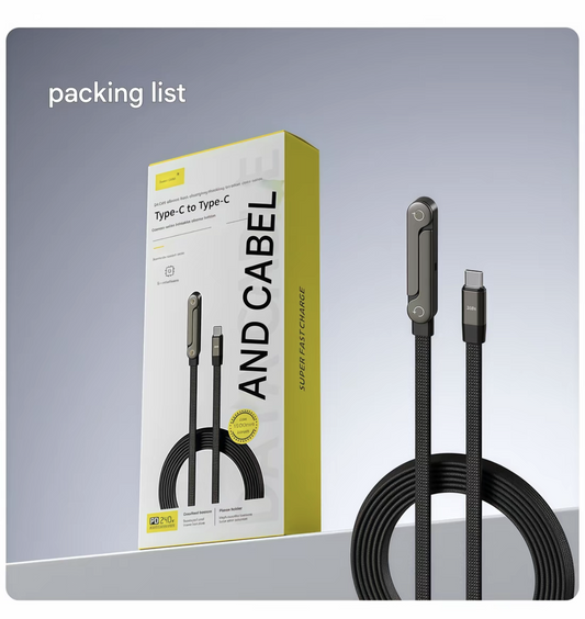 240W Super Fast Charging, Invisible Holder Charger Cable with Stand, Built-in Phone Support Fast Charging Cord, Type C Braided Design for Gaming Office Travel (C to C)