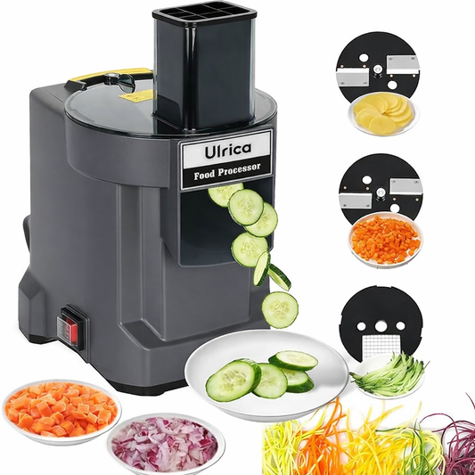 4 in 1 Commercial Vegetable Dicer Chopper, Electric Potato Cutter Automatic Onion Slicer& Shredder with 4 Blades