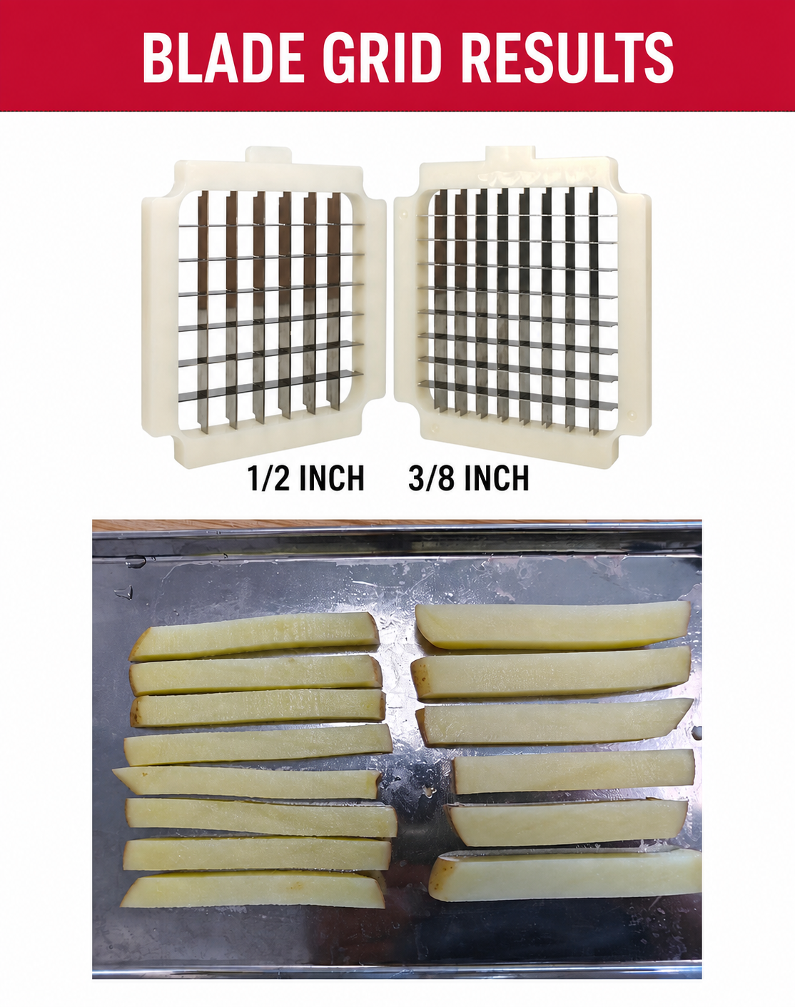Electric French Fry Cutter with 3/8″ & 1/2″ Blades